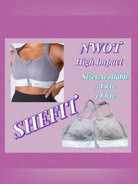 NWOT SHEFIT Light Lavender Front-Zip High-Impact Sports Bra